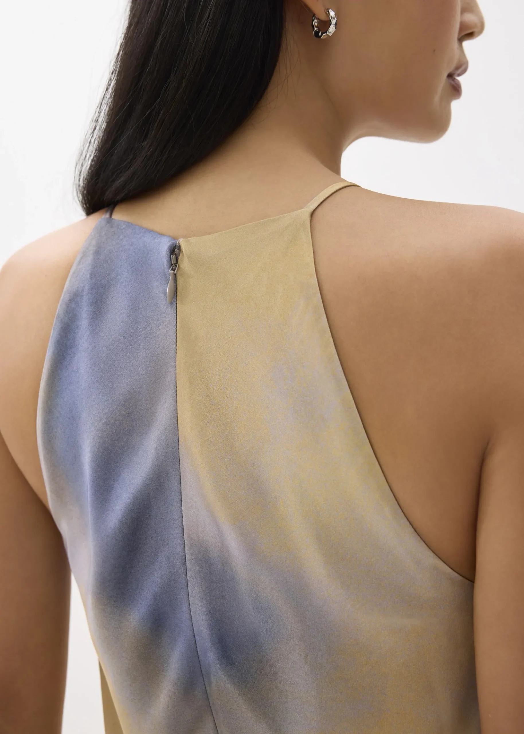 Abstract Satin Bias Cut Midi Dress