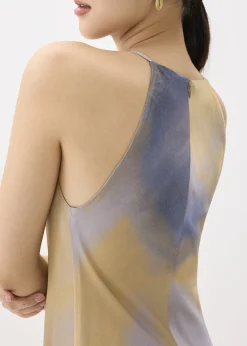 Abstract Satin Bias Cut Midi Dress