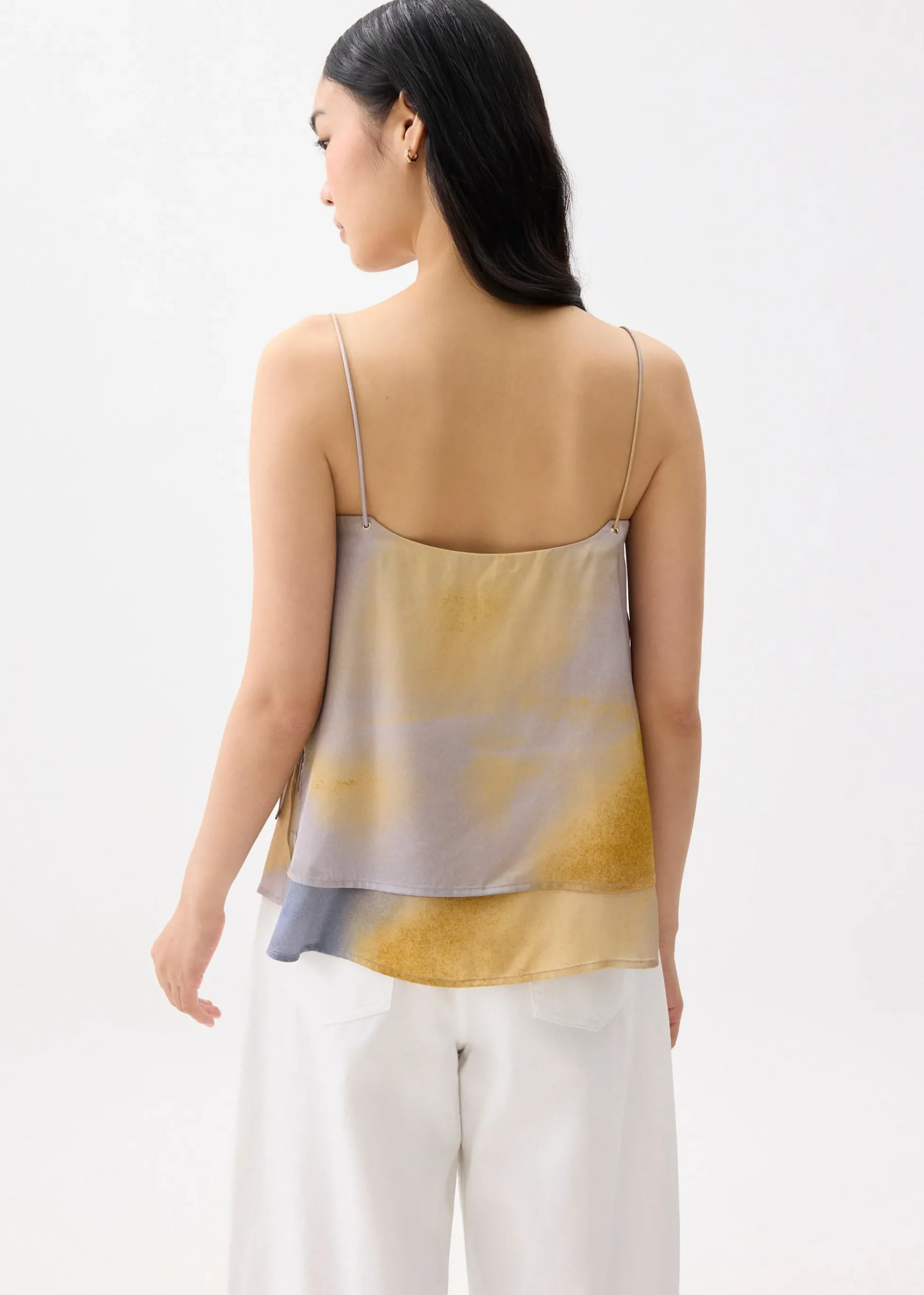 Abstract Satin Straight Neck Camisole Top