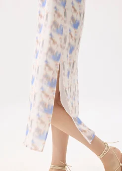 Abstract V-neck Column Midaxi Dress