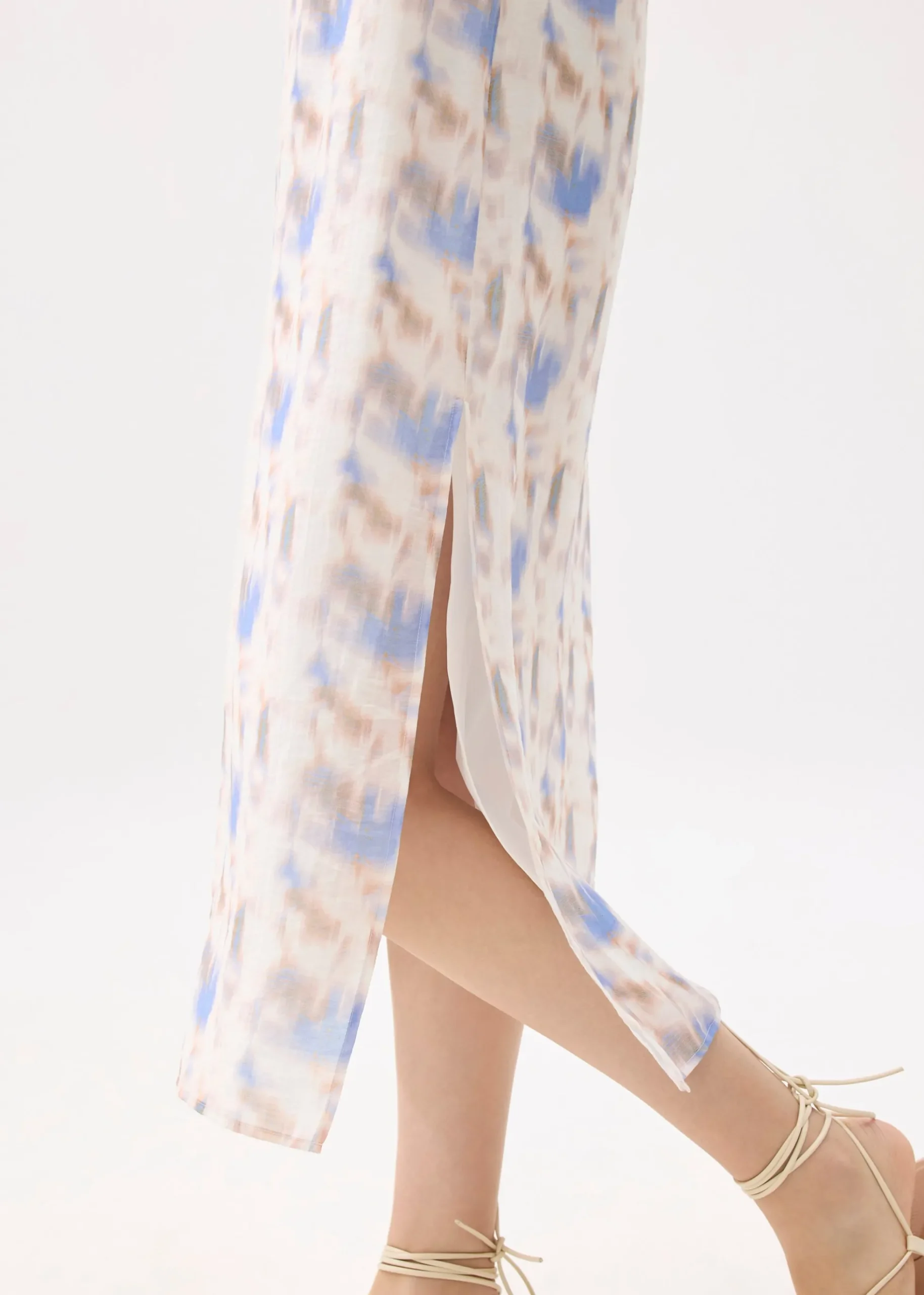 Abstract V-neck Column Midaxi Dress