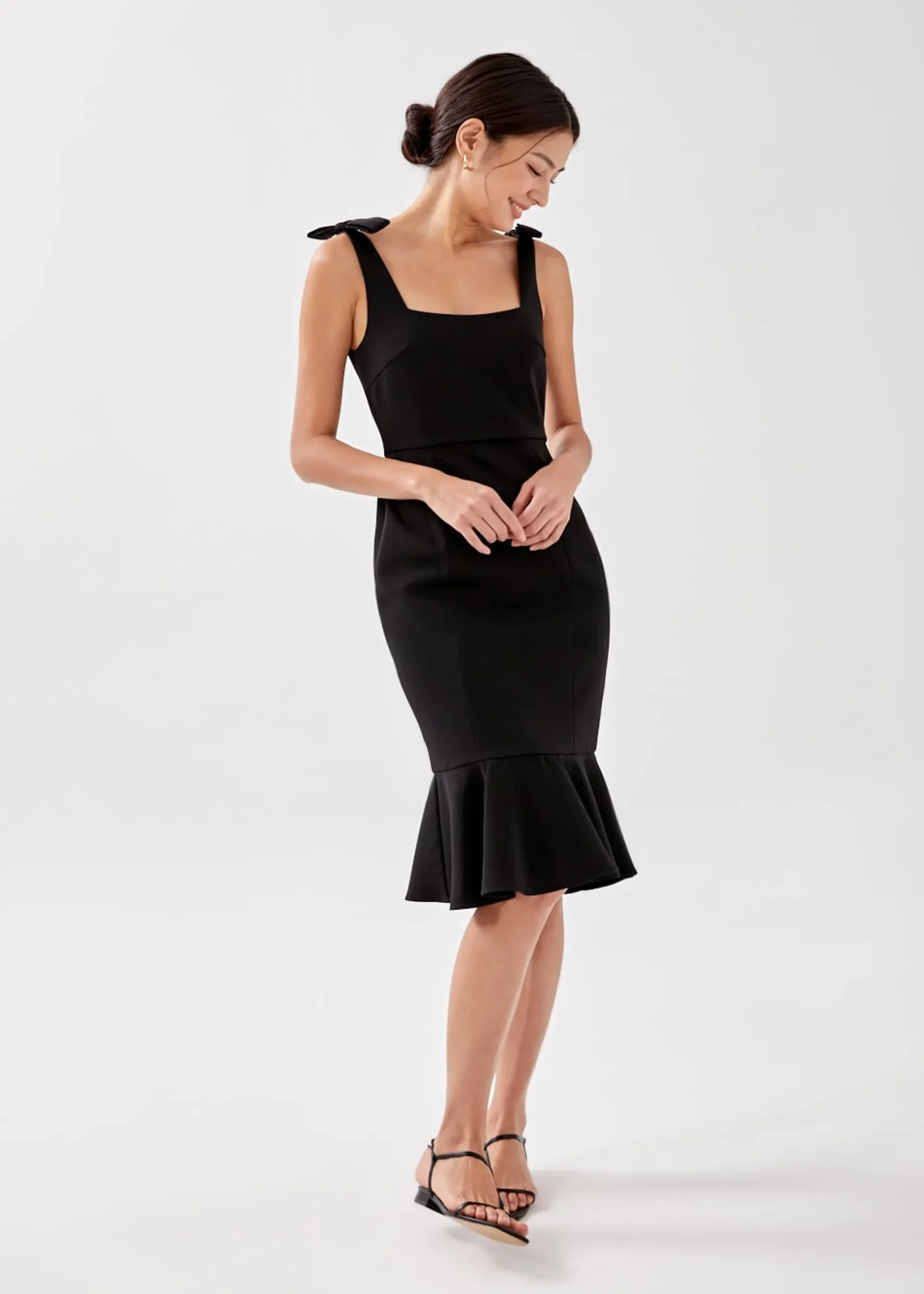 Adalee Ruffle Midi Trumpet Dress