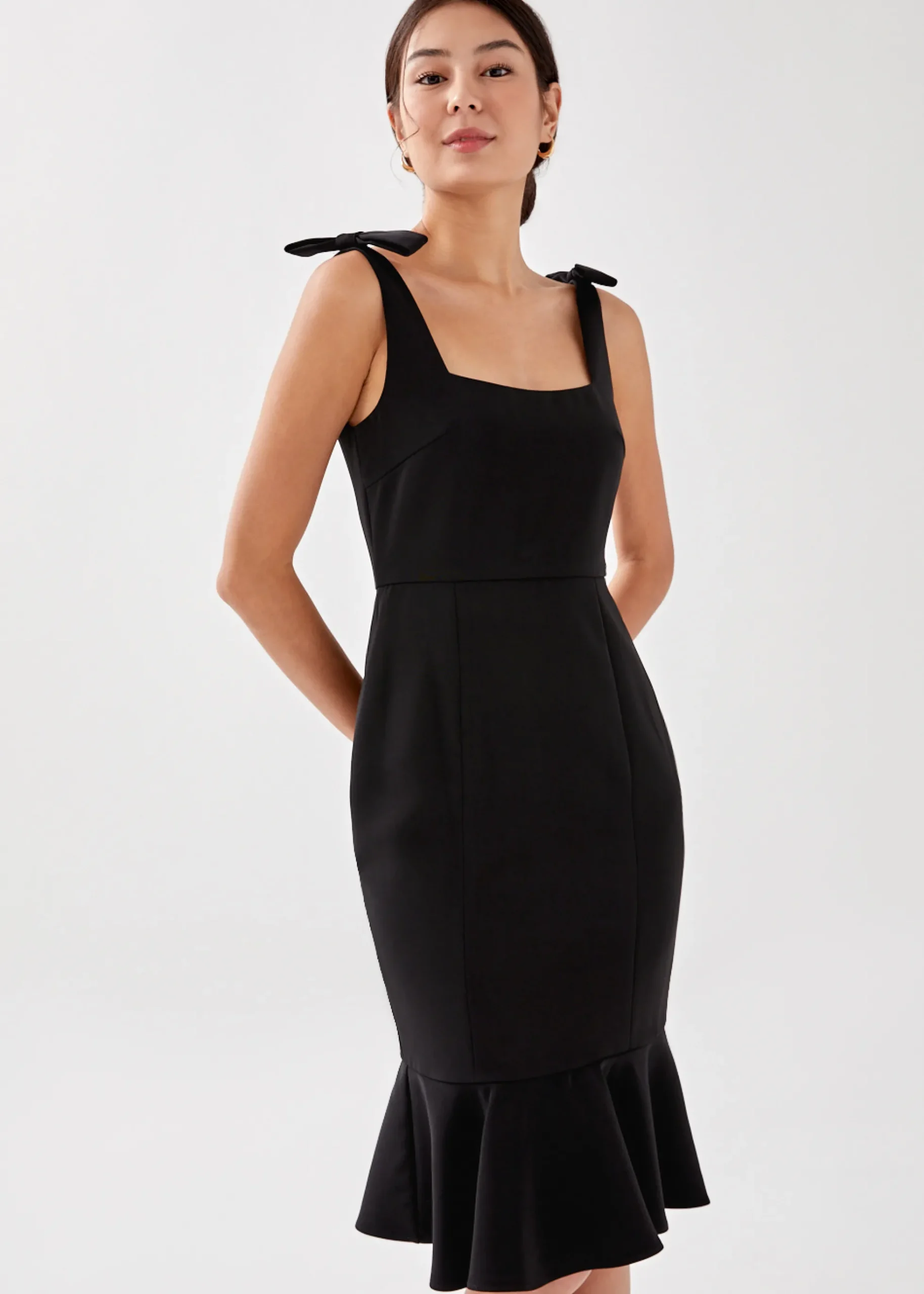 Adalee Ruffle Midi Trumpet Dress