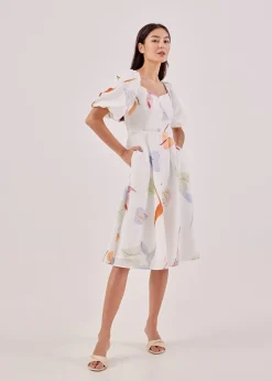 Adeena Puff Sleeve Smocked Dress in Precious Treasures