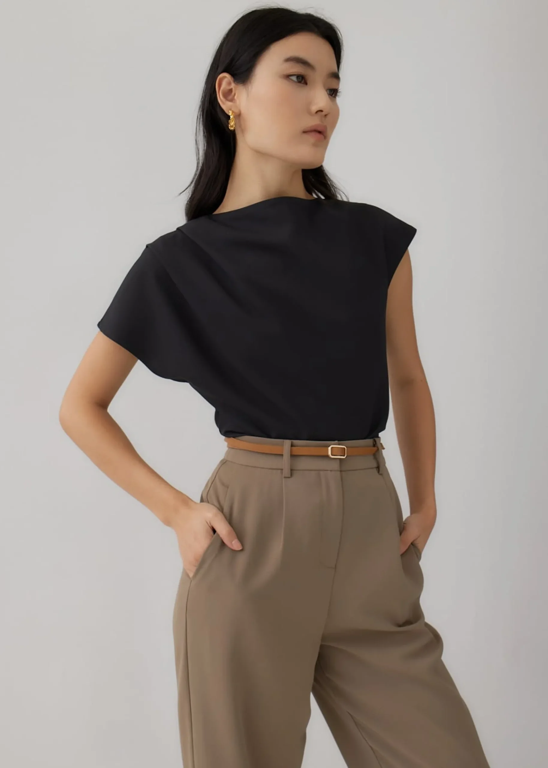 Adele Asymmetrical Drape Blouse