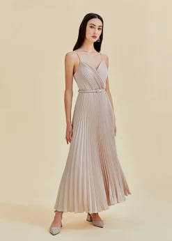 Adelpha Pleated Satin Maxi Dress