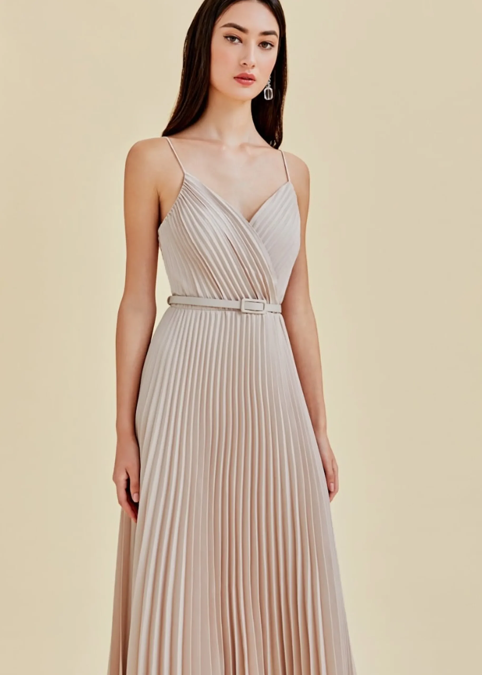Adelpha Pleated Satin Maxi Dress