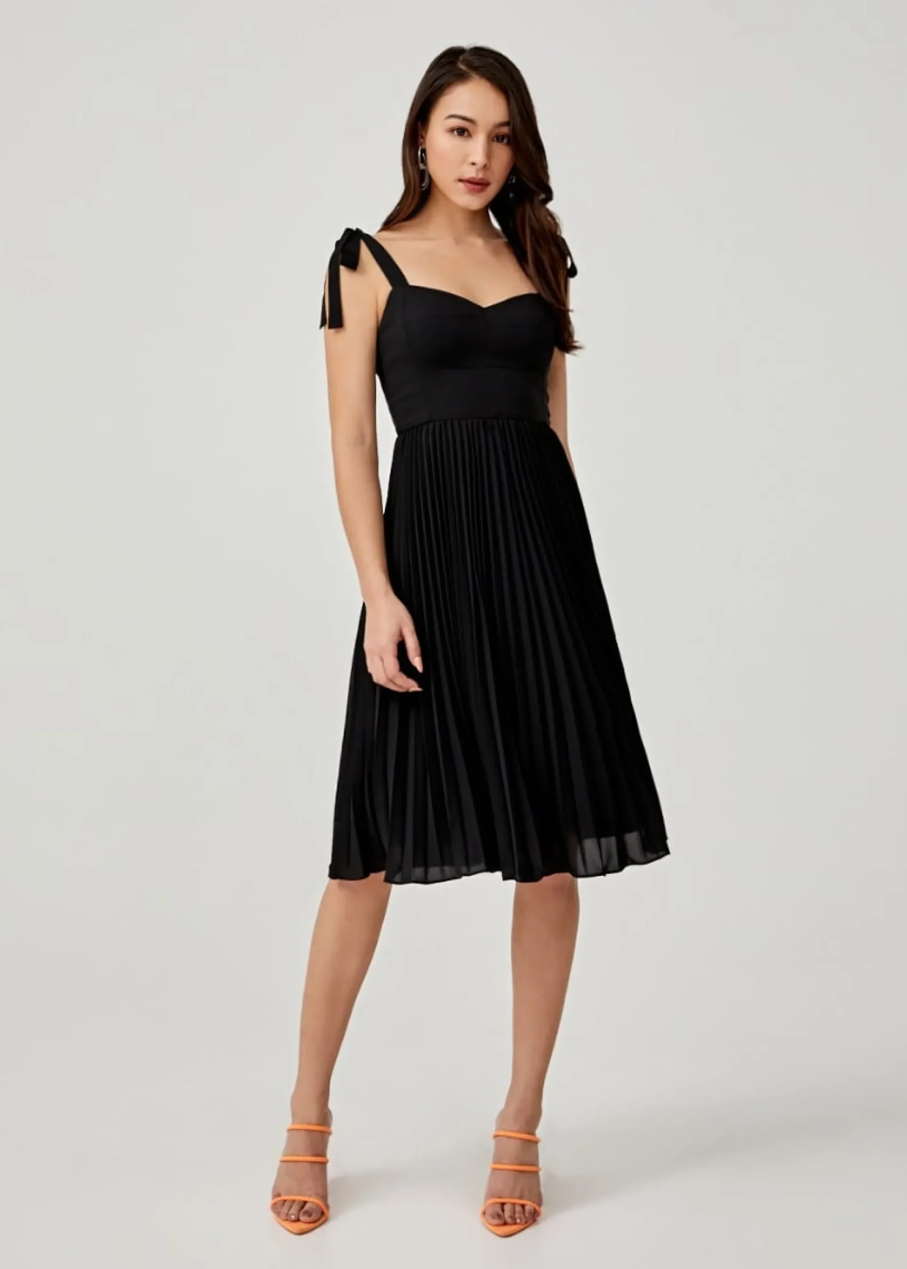 Adonia Padded Ribbon Tie Midi Dress