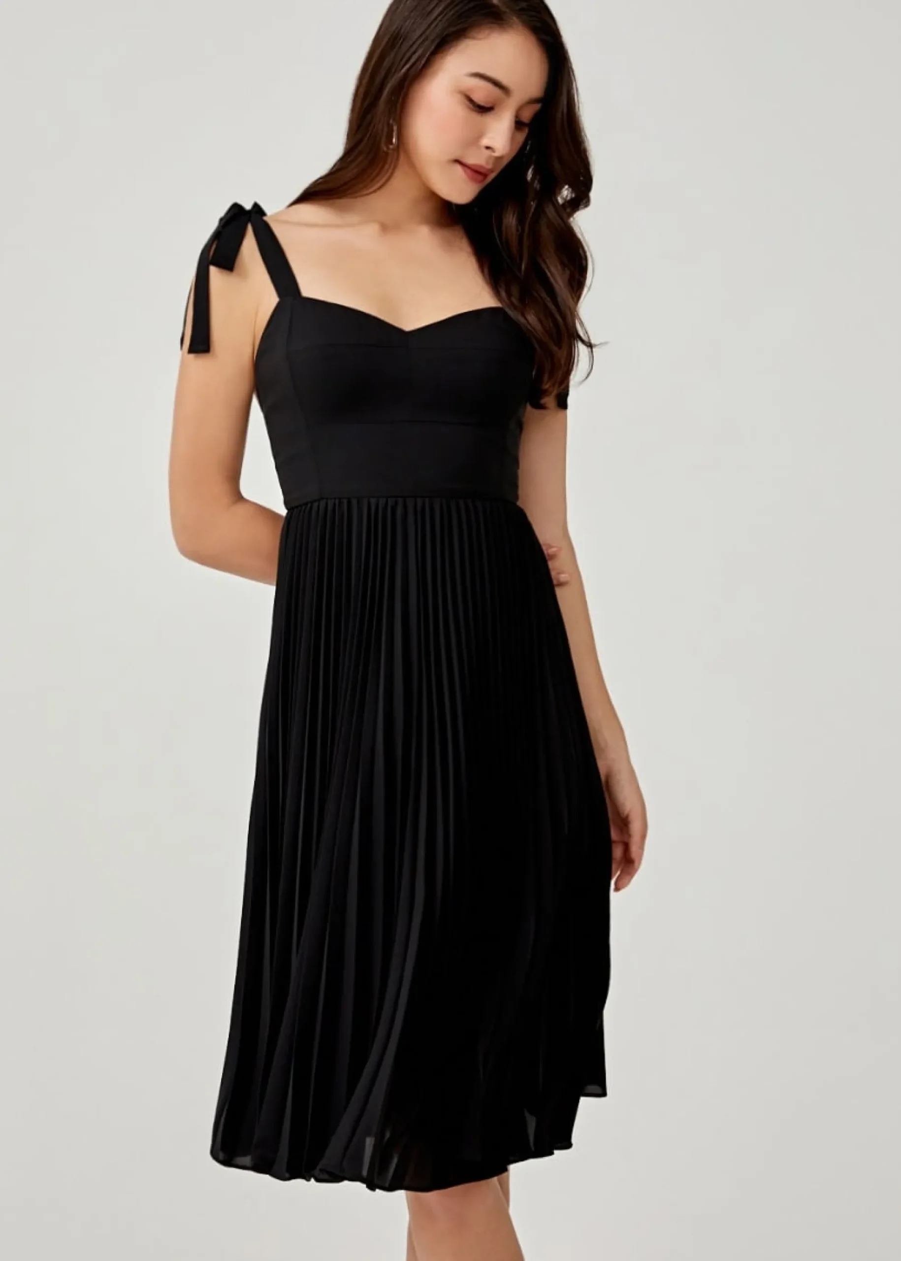 Adonia Padded Ribbon Tie Midi Dress