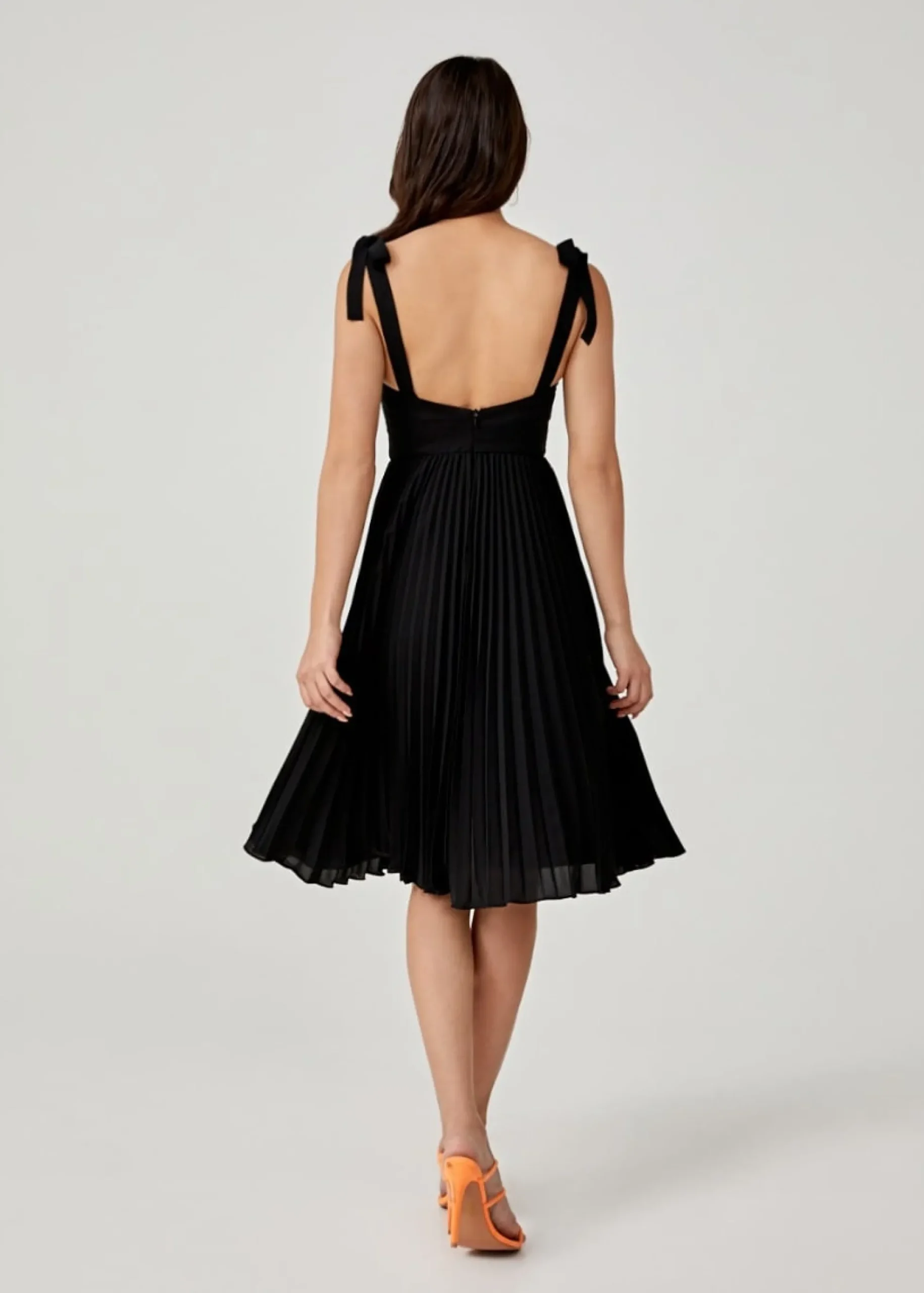 Adonia Padded Ribbon Tie Midi Dress
