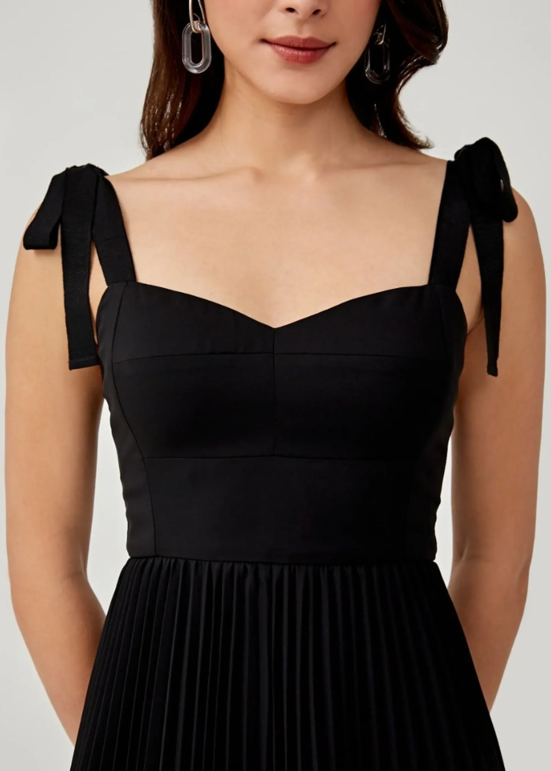 Adonia Padded Ribbon Tie Midi Dress