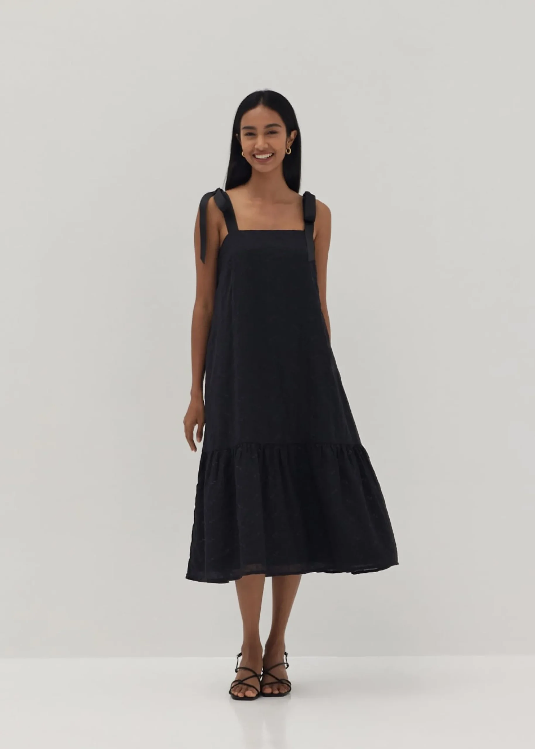 Adora Embroidered Grosgrain Midi Dress