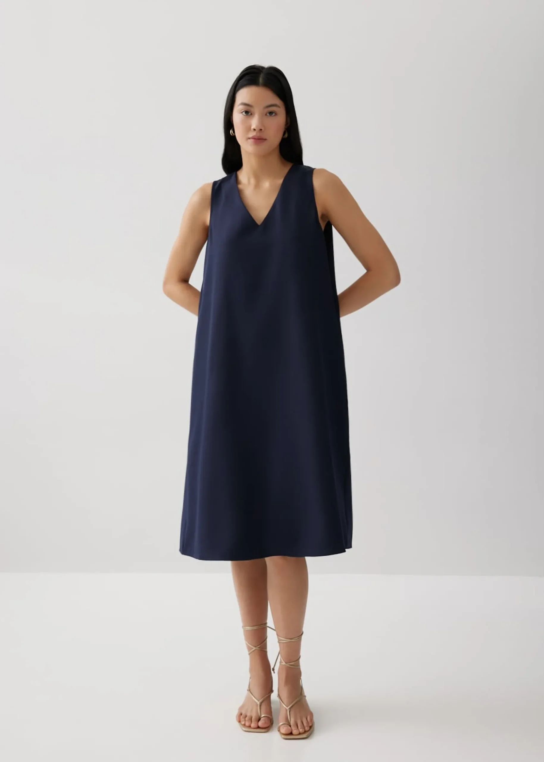 Aica Drape Trapeze Dress