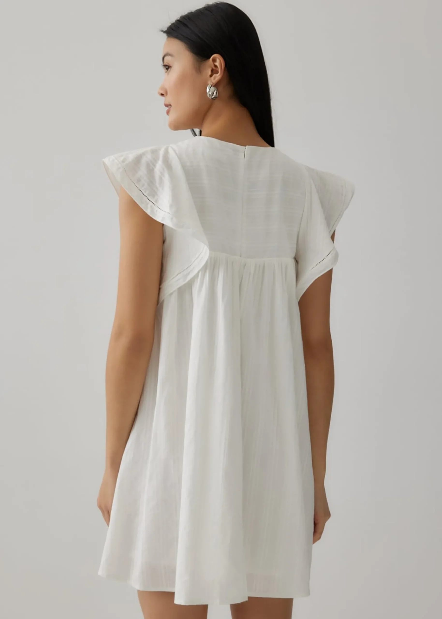 Aicelle Ladder Trim Frill Sleeve Dress