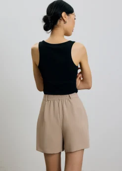 Aika Lightweight Elastic Pleated Tailored Shorts