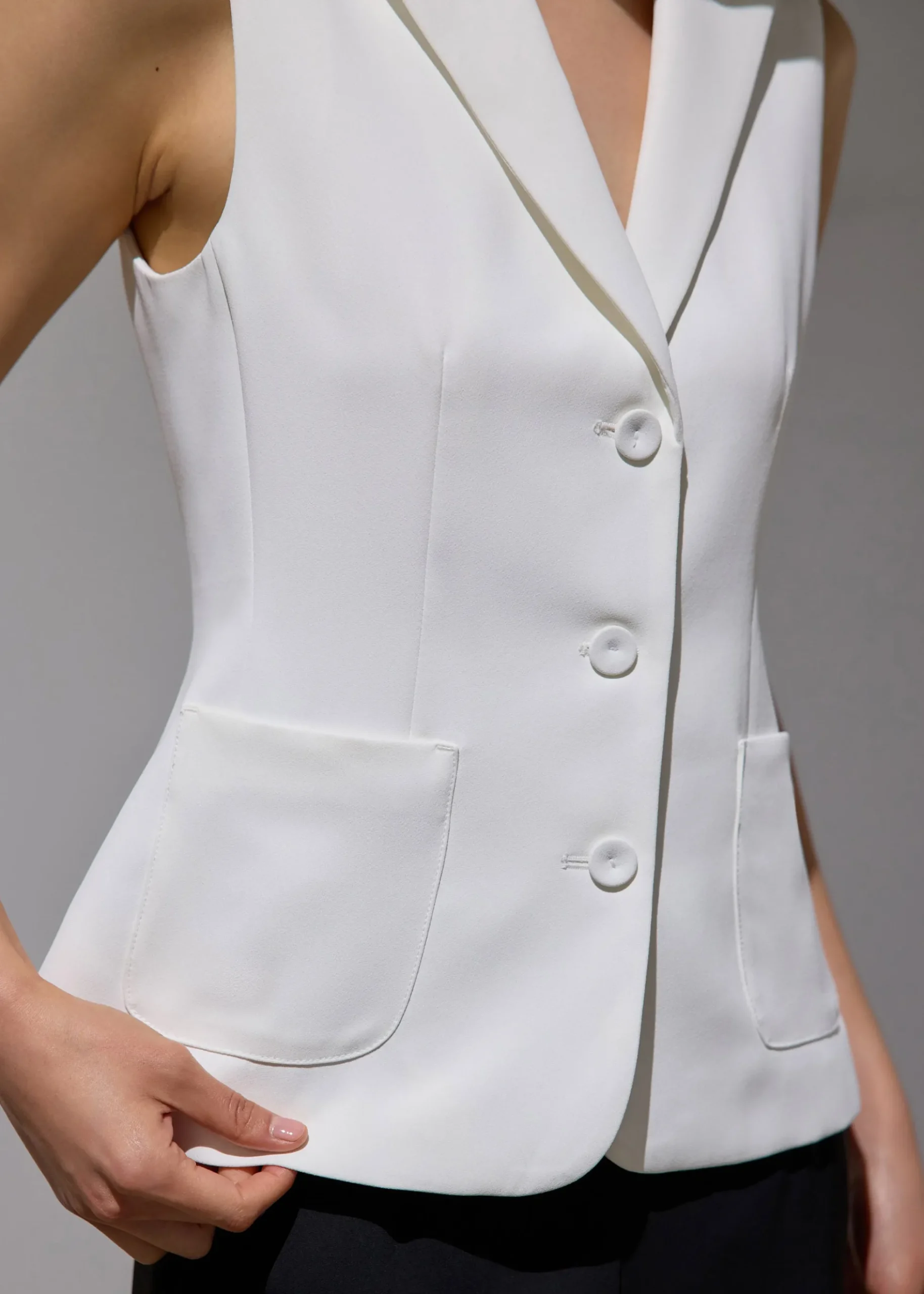 Aika Lightweight Tailored Button Down Vest Top