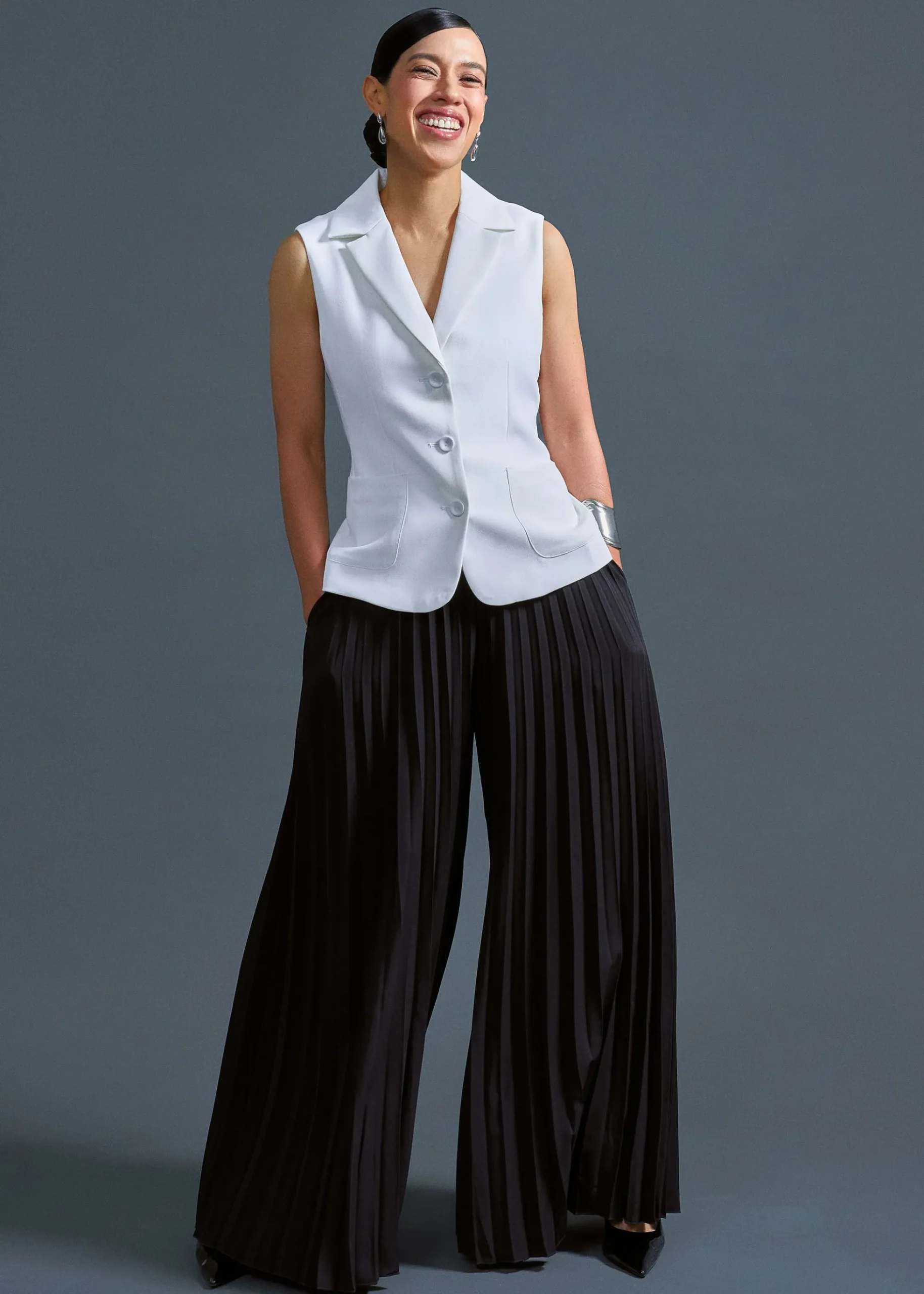 Aika Lightweight Tailored Button Down Vest Top