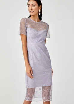 Alisha Lace Overlay Pencil Dress