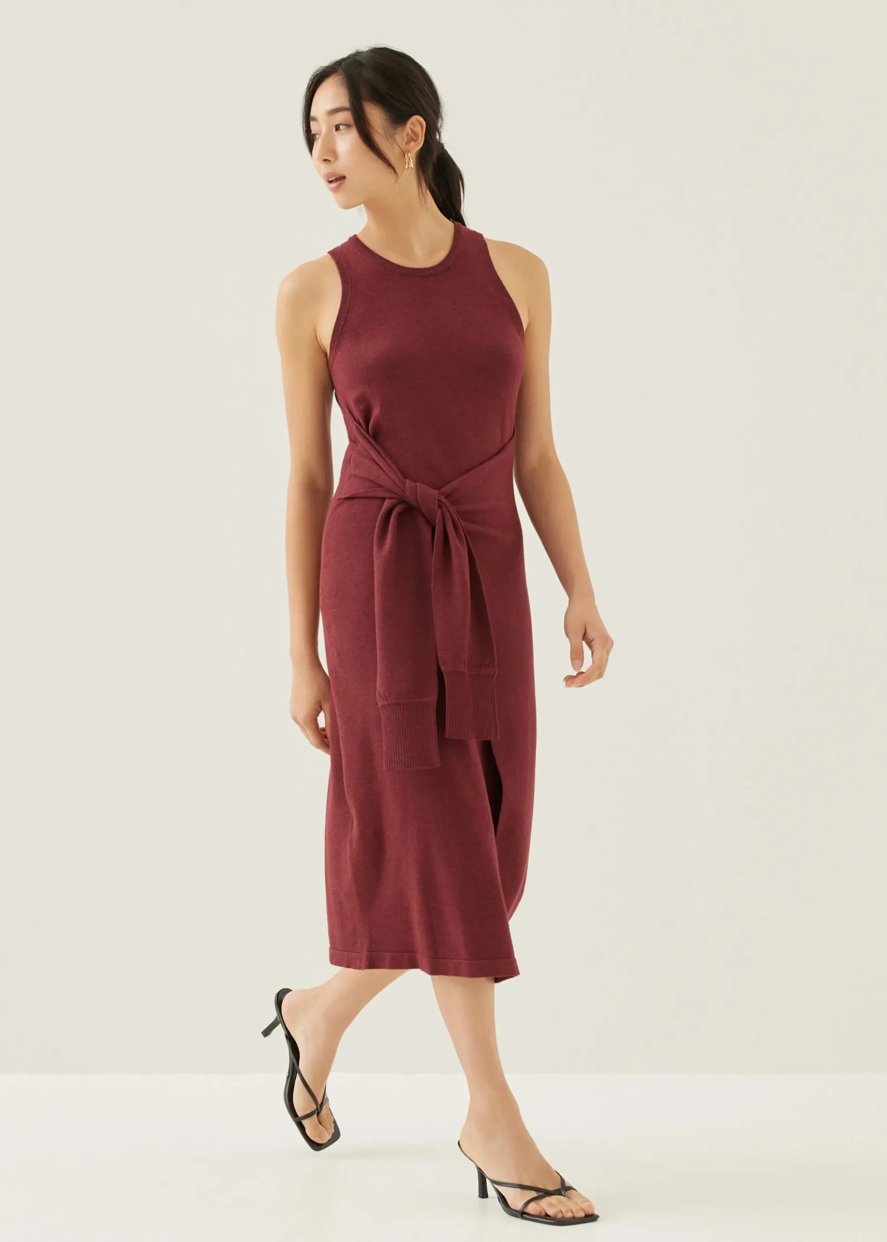 Aliyah Knit Column Wrap Midi Dress