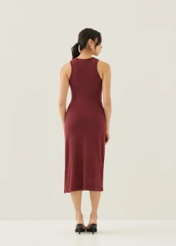 Aliyah Knit Column Wrap Midi Dress