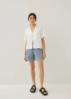 Allie Linen Ribbon Tie Shirt