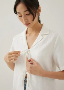 Allie Linen Ribbon Tie Shirt