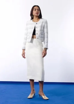 Amelia Jacquard Tweed Column Midi Skirt