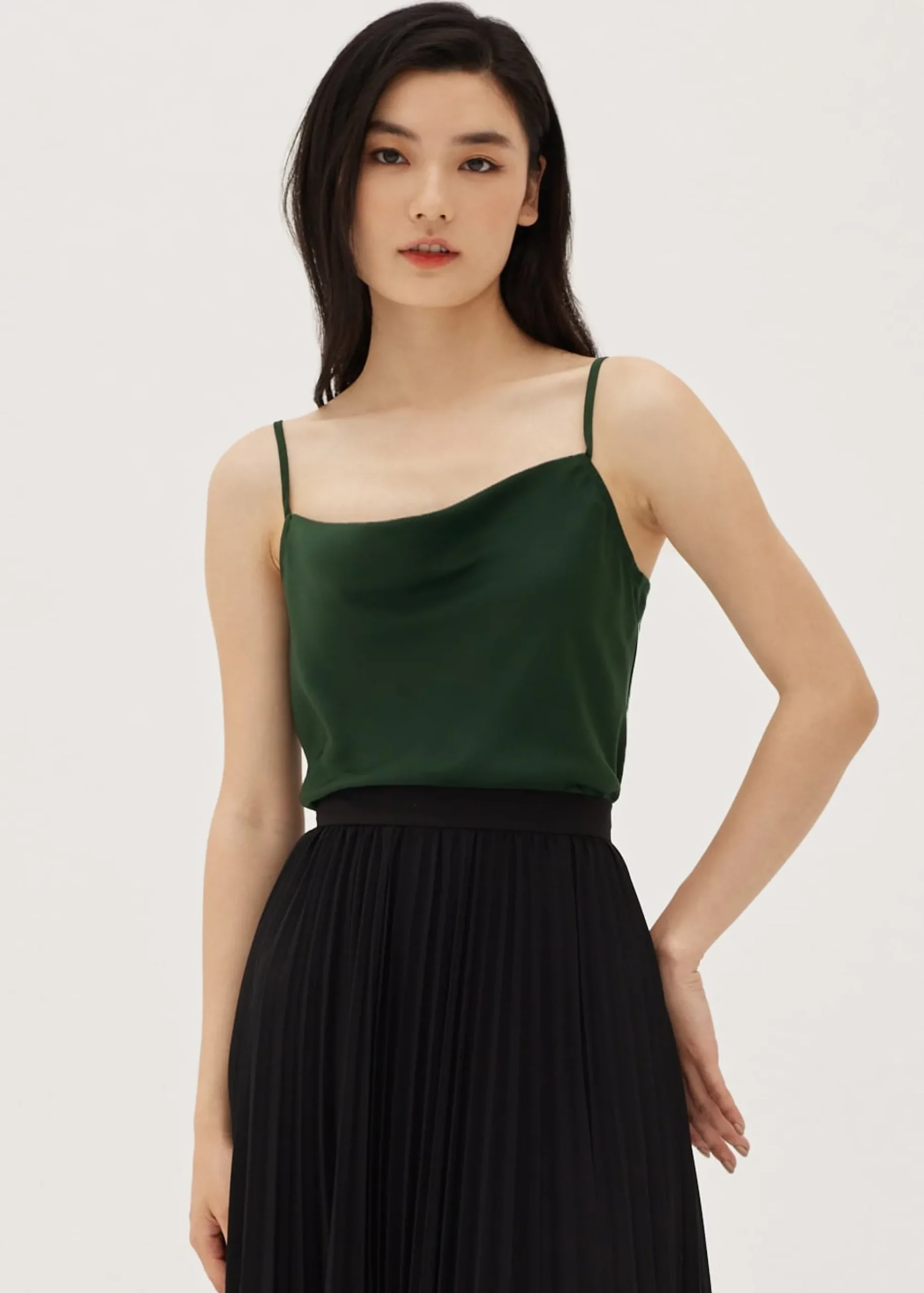 Amia Satin Cowl Neck Top