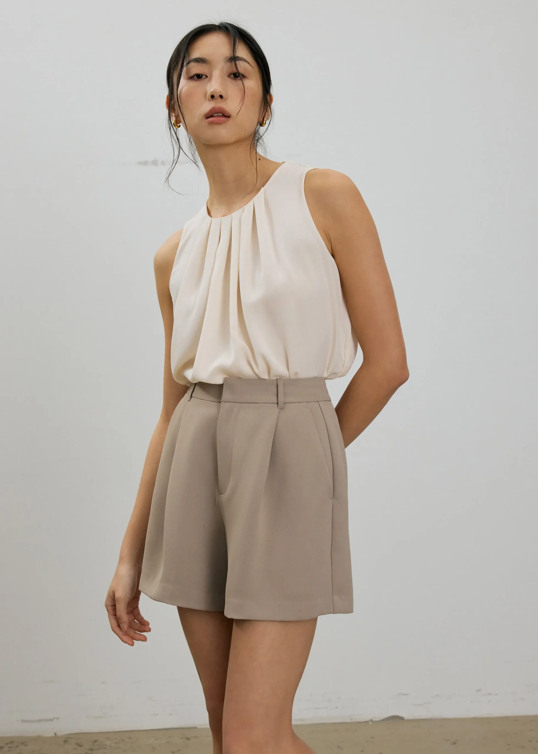 Amy Satin Pleated Top