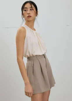 Amy Satin Pleated Top