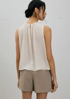 Amy Satin Pleated Top