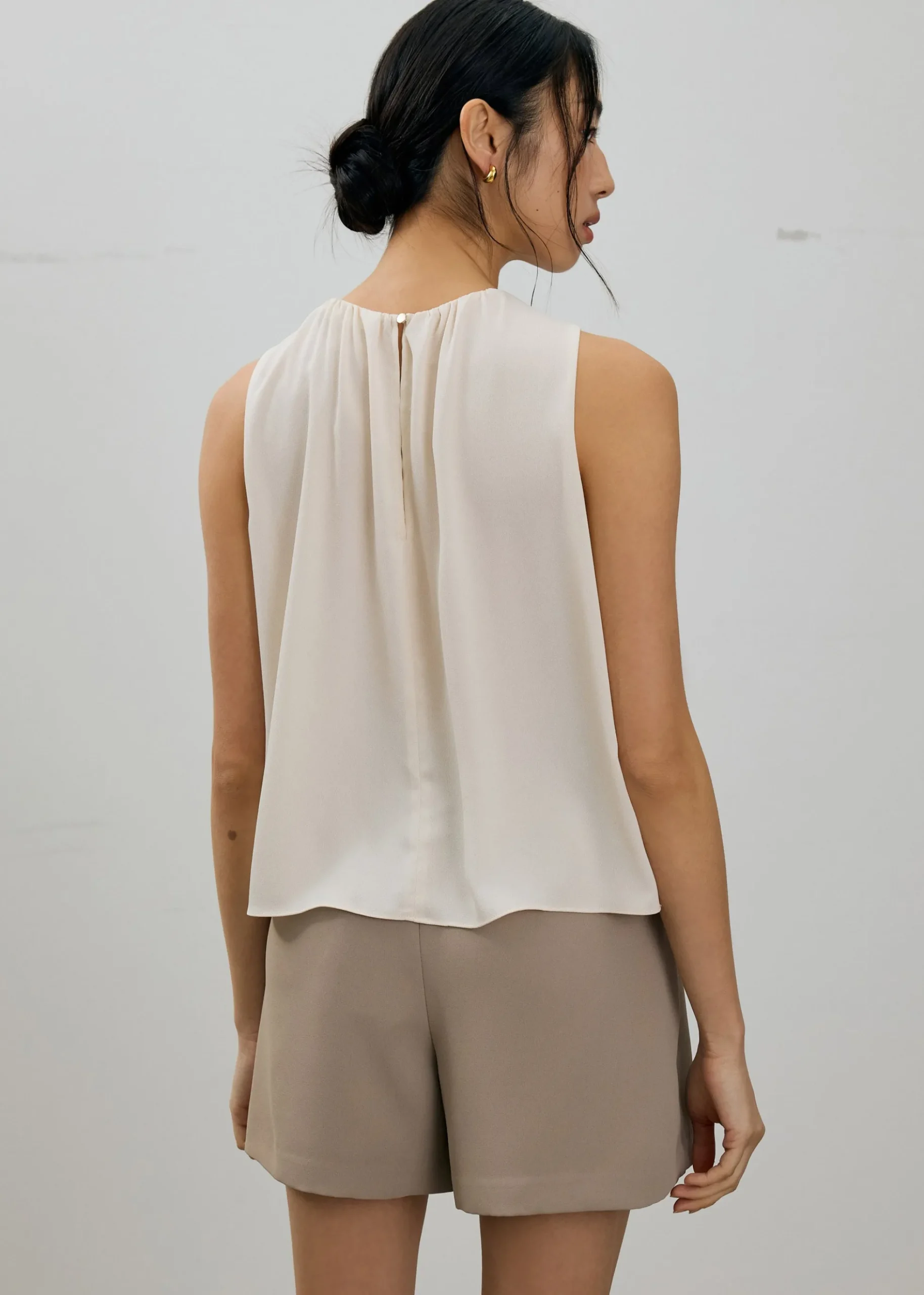 Amy Satin Pleated Top