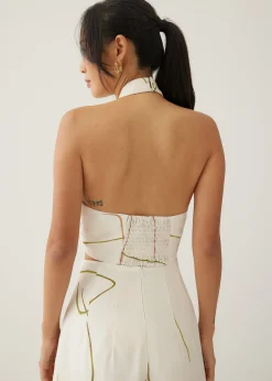 Andee Padded Halter Neck Top in Golden Hour