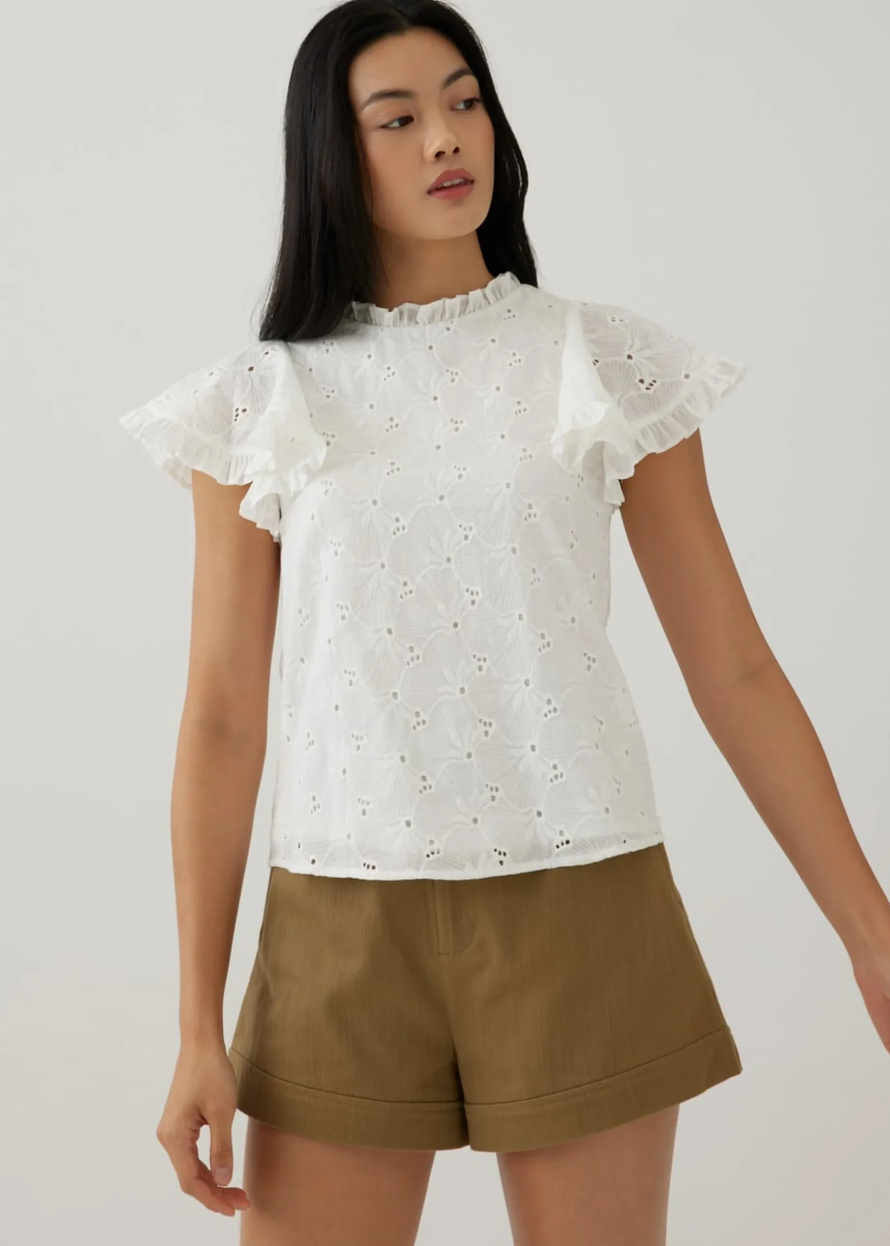 Anisha Broderie Ruffle Top