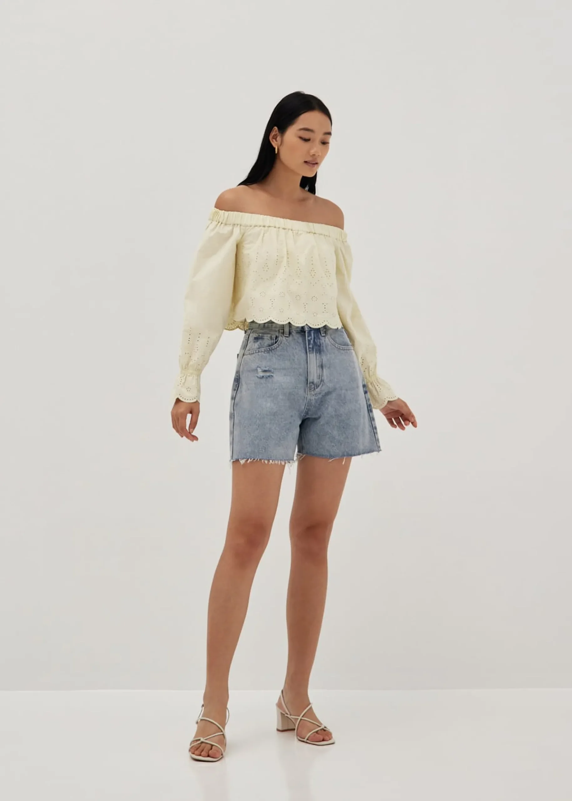 Anita Broderie Off Shoulder Scallop Top