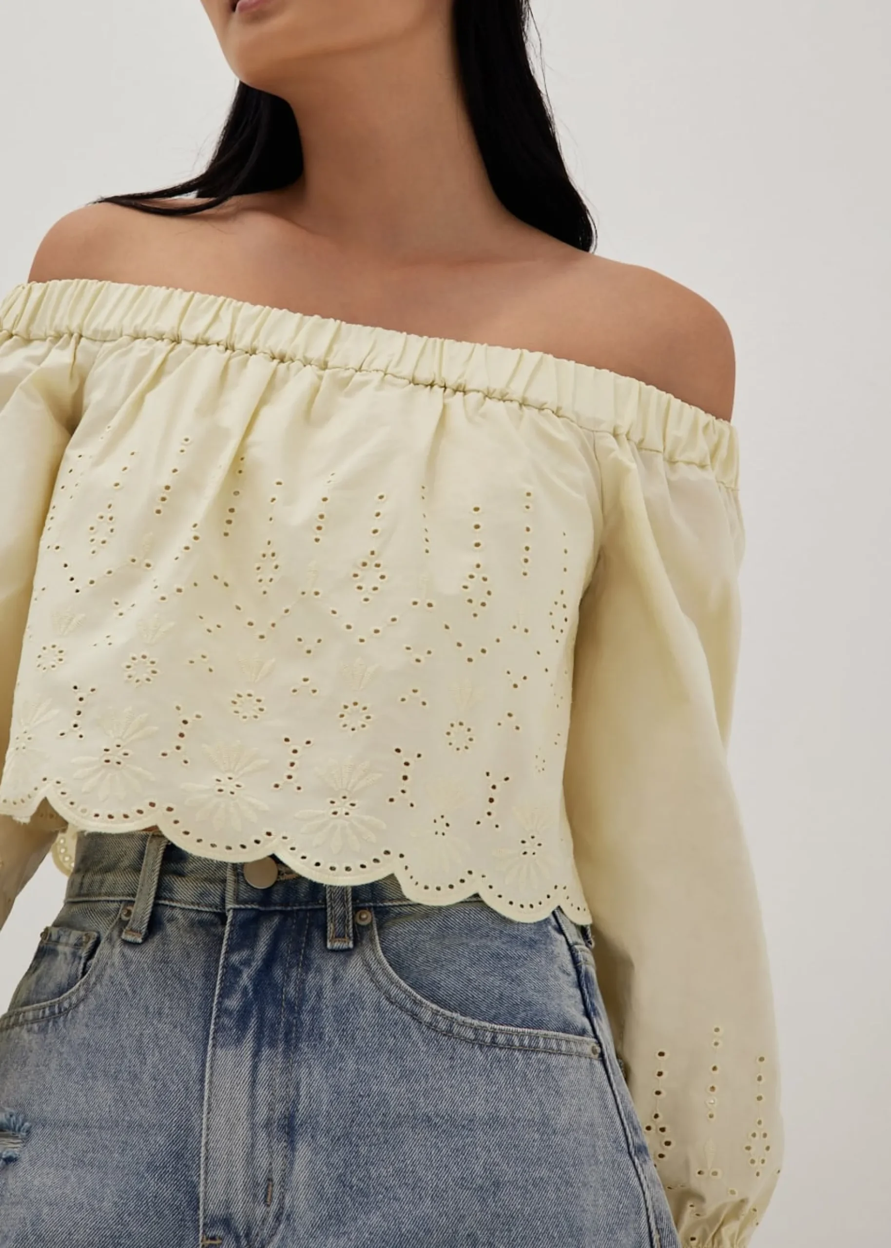 Anita Broderie Off Shoulder Scallop Top