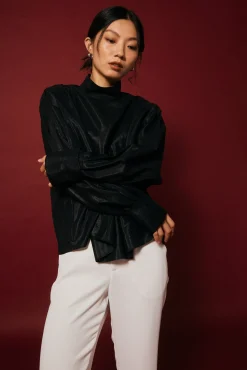 Annalie Organza Turtleneck Blouse