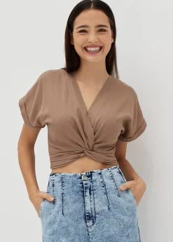 Annalisa Elastic Linen Crop Top