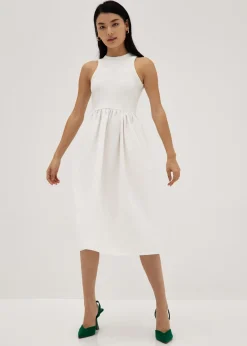 Antoinette Mixed Fabric Midi Dress