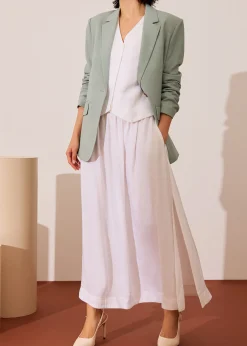 Anya Shoulder Padded Linen Tailored Vest