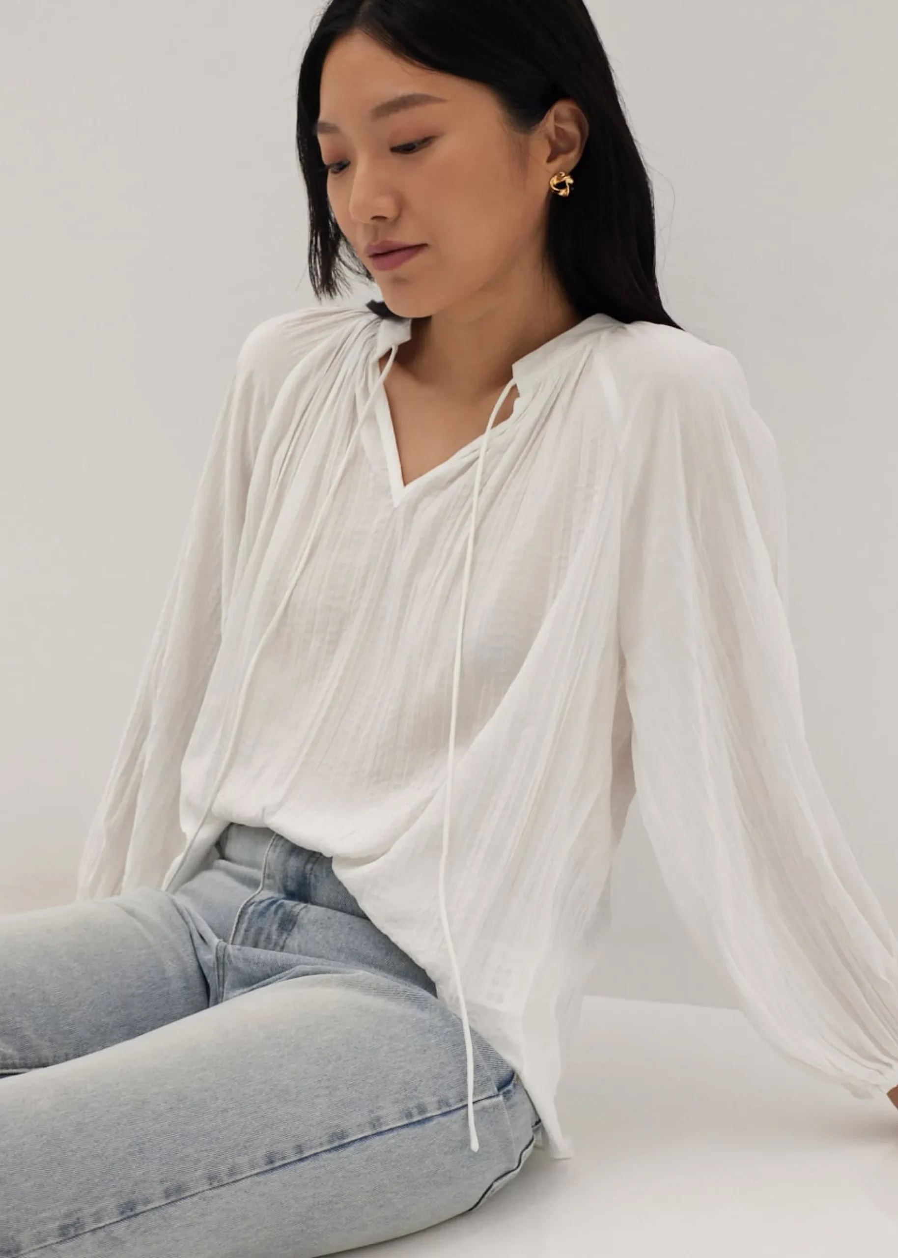 Aralind Notched Poet Blouse