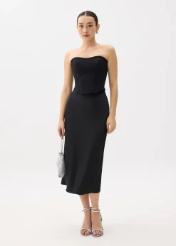 Arii Elastic Satin Bias Cut Midaxi Skirt