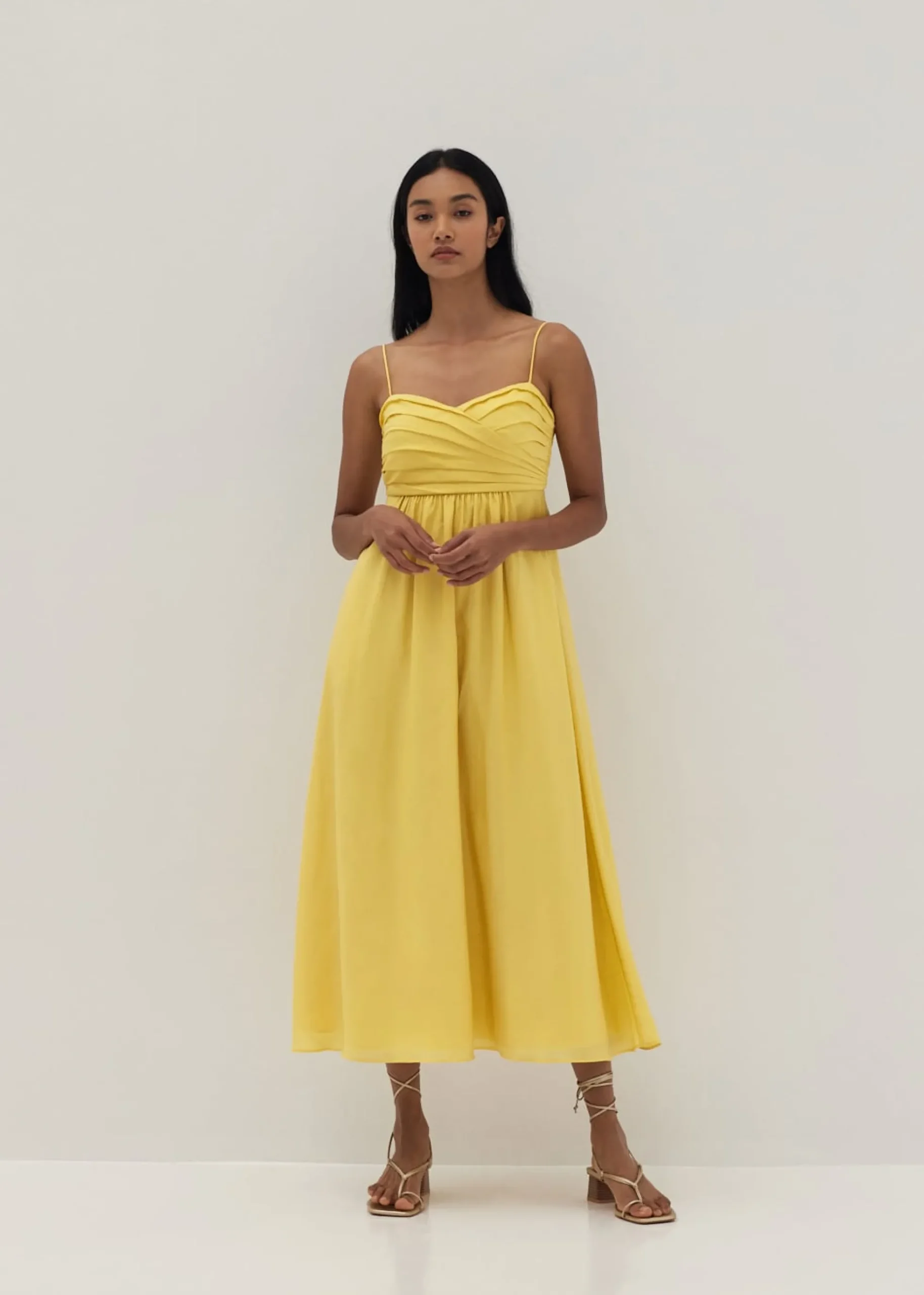 Arlette Pleat Fit & Flare Dress