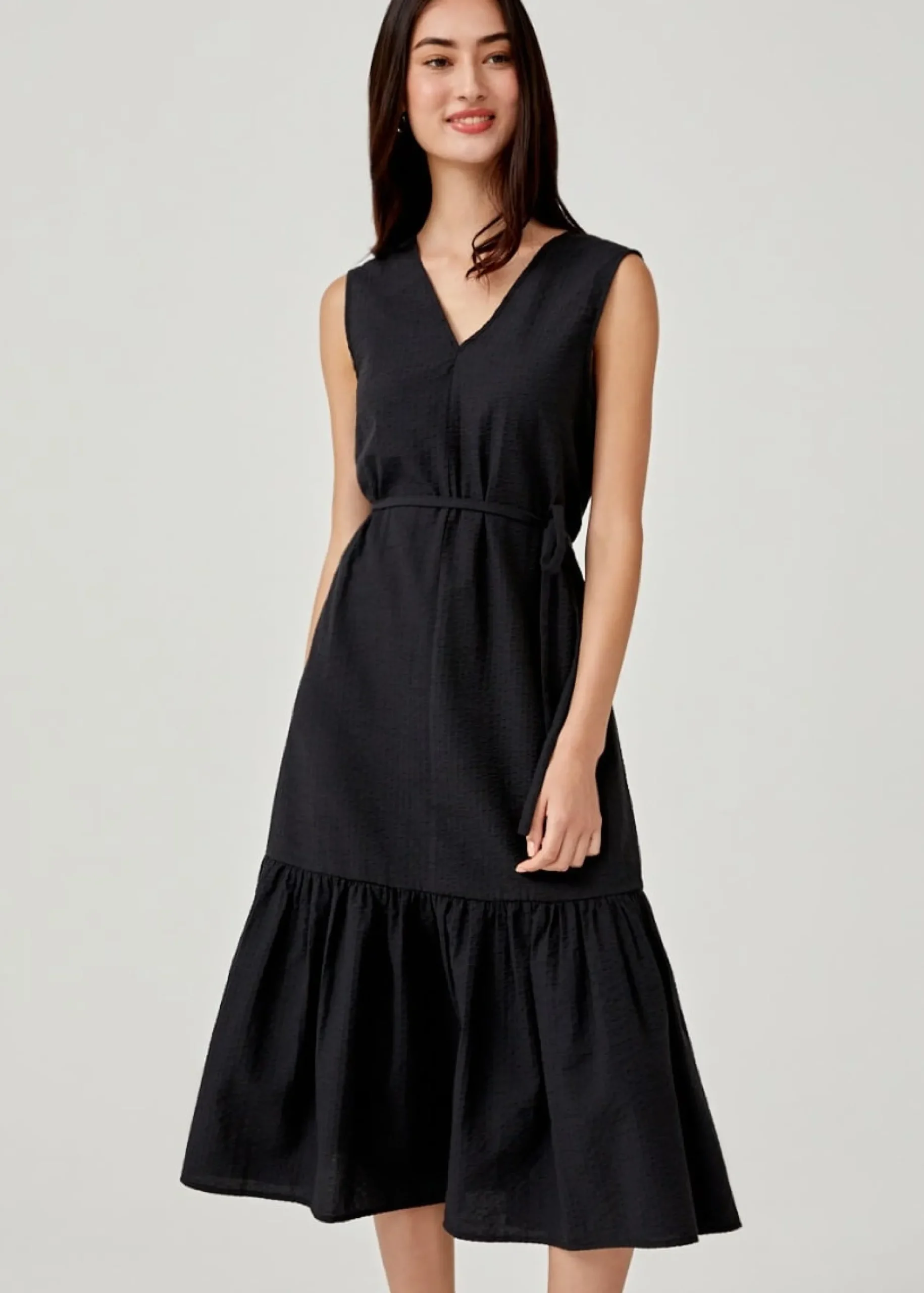 Arnelle Ruffle Hem Trapeze Dress