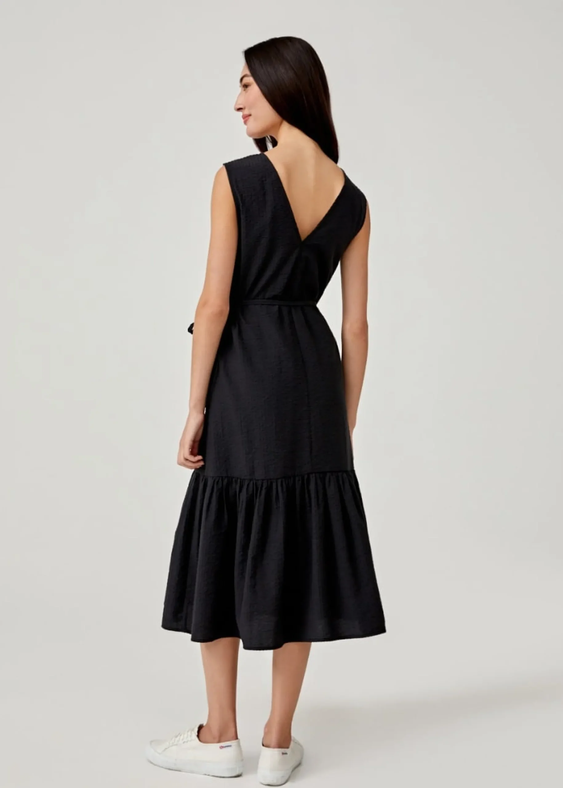 Arnelle Ruffle Hem Trapeze Dress
