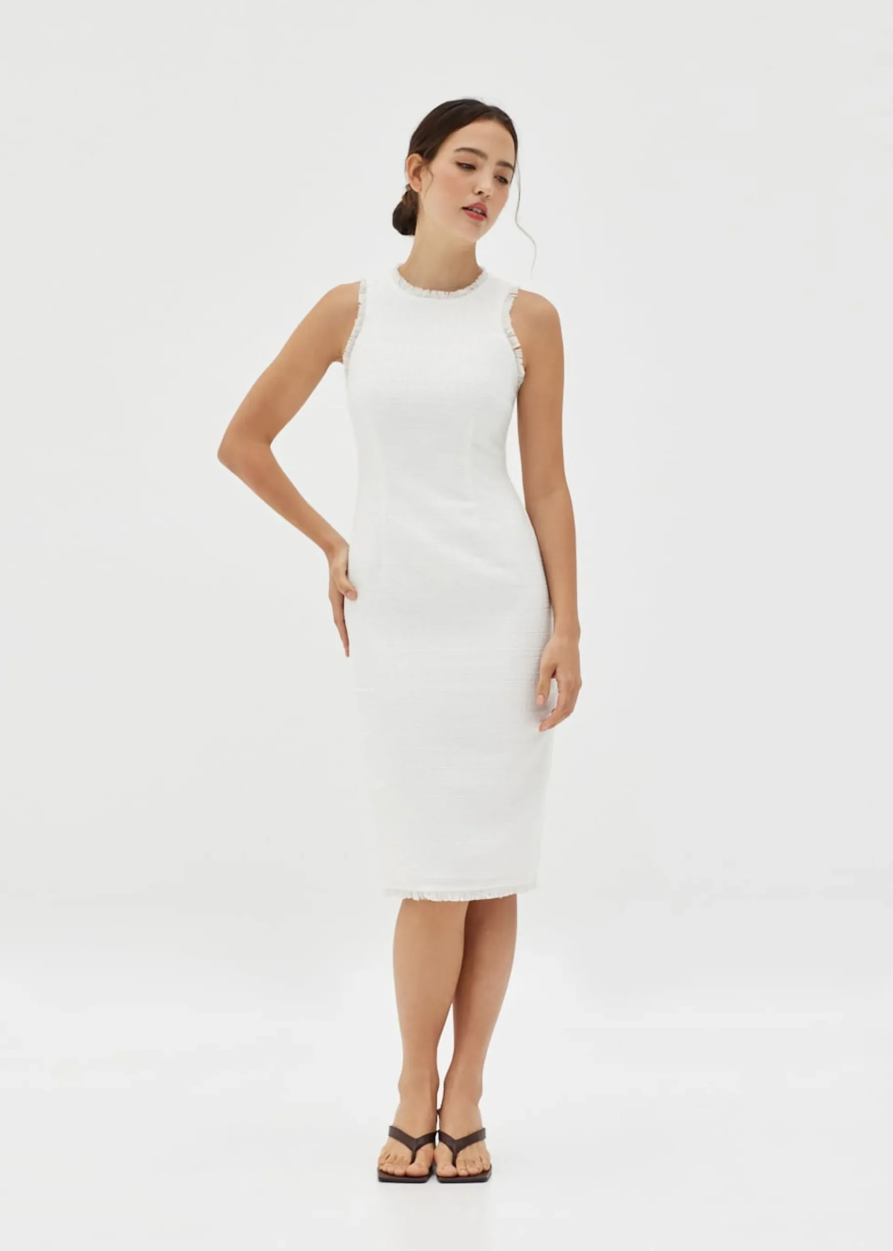 Asten Tweed Bodycon Midi Dress