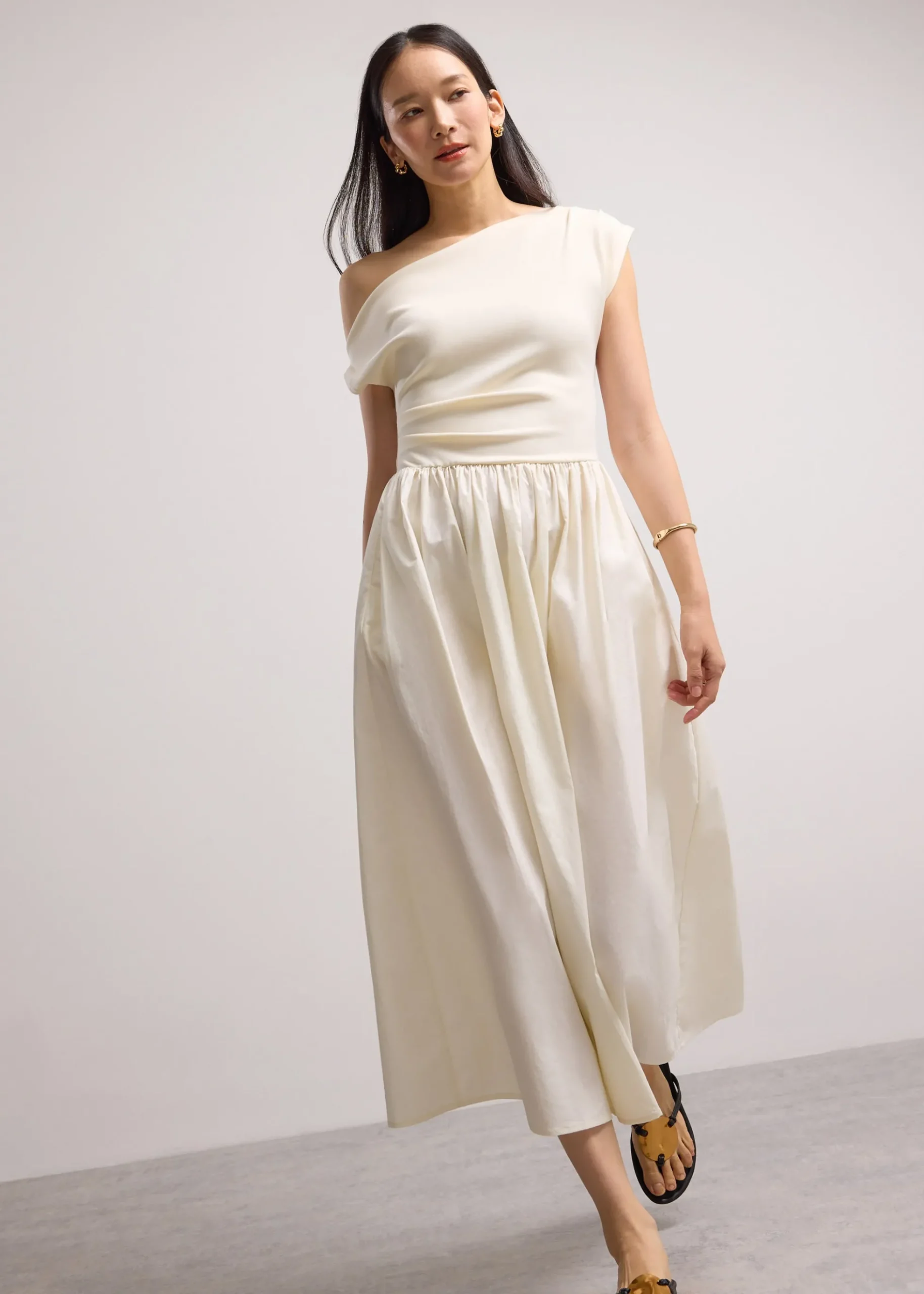 Asymmetric Fit & Flare Midaxi Dress