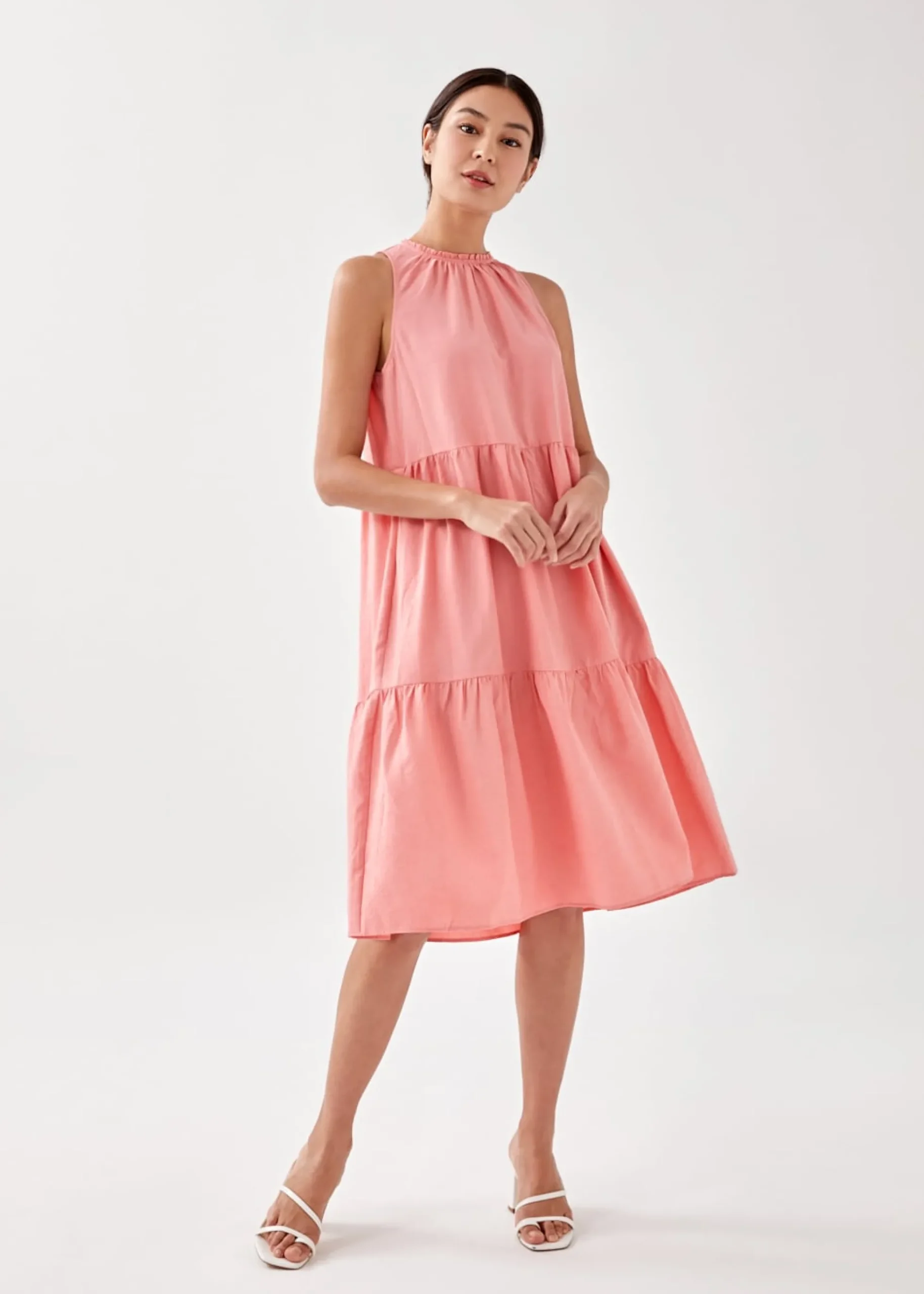 Audre Textured Trapeze Midi Dress