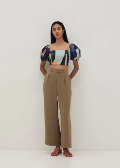 Audrie Puff Sleeve Crop Top in Joyous Affair