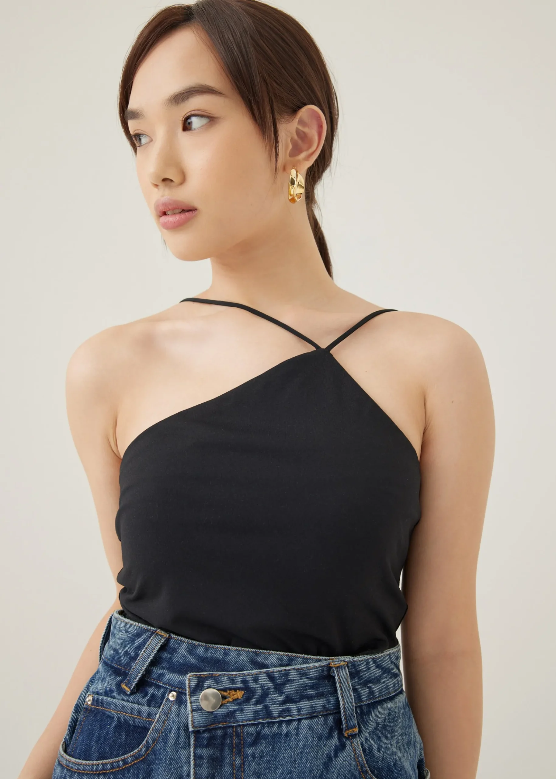 Babeth Padded Jersey Asymmetric Top